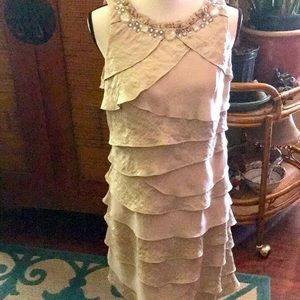 Lovely beige / gold layer formal dress sz 14
